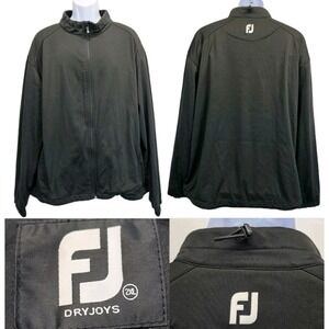 FootJoy FJ Dryjoys Mens 2XL Full Zip Wind Rain Golf Jacket Black Gorpcore 3145